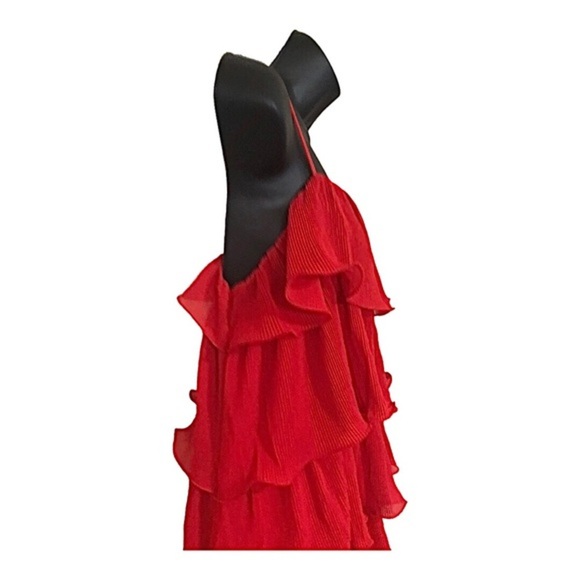 Sincerely Jules red tiered mini pleated spaghetti strap flapper style dress - Picture 9 of 11
